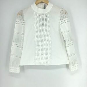 Haute Rouge Rachel White Lace Long Sleeve Top NWT